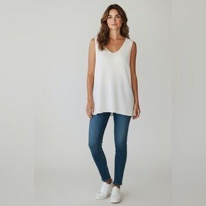 J. Jill Linen Blend Sweater Tank White Size Medium